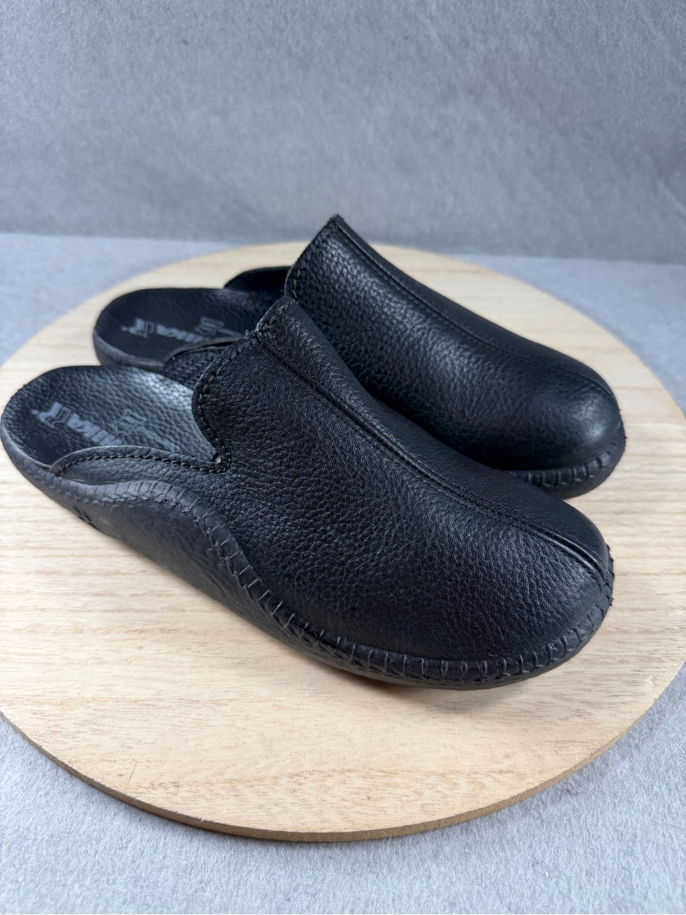 Romika Mokasso 202 G Men Leather Slipper Mule House Shoe Black EU Size 41